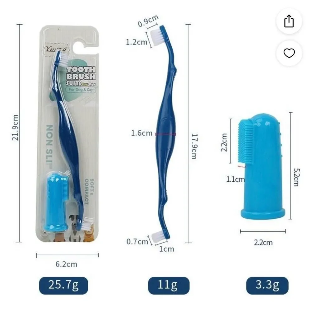 Pet Toothbrush and Finger Toothbrush. Soft Bristles. Oral Care For Pet. NEW​